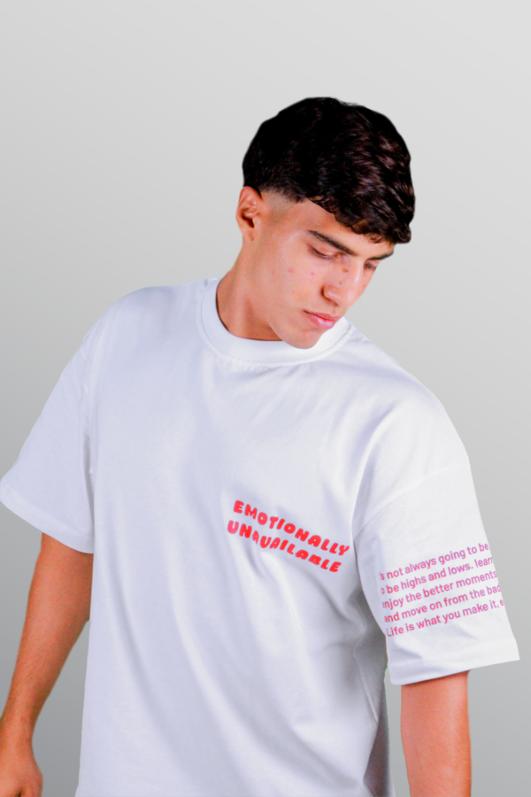 Feelings Check - White / Red Fire - T-Shirt (Oversized)