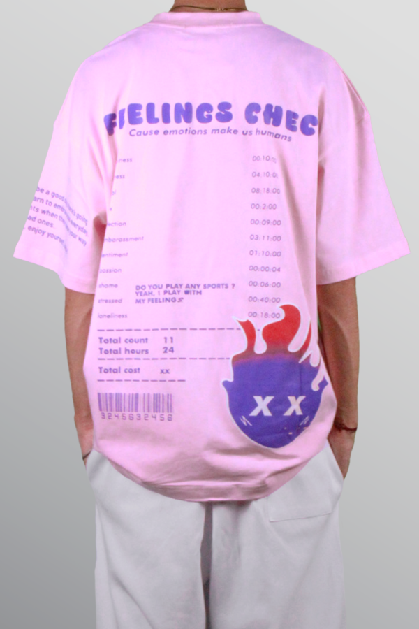 Feelings Check - Pink / Purple Fire - T-Shirt (Oversized) - Image 3