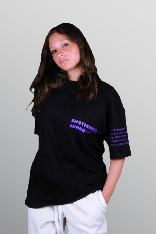 Feelings Check - Black / Purple Fire - T-Shirt (Oversized)